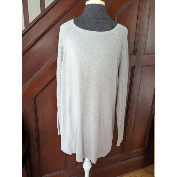 Loft Gray Knit Long Sleeve Tunic Sweater Womens XL - Picture 1 of 7